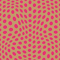 modern simple abstract seamlees pink color polka dot wavy distort pattern on cream color background vector