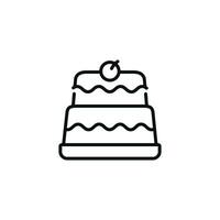 Cake line icon isolated on white background vector