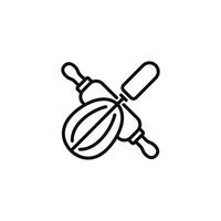 Rolling pin and whisk line icon isolated on white background vector