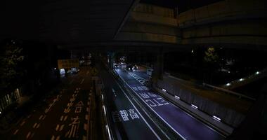 een nacht verkeer jam Bij de stad straat in tokyo vis oog schot video