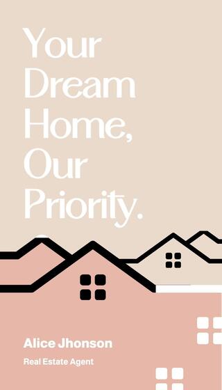 Peach Vertical Business Card Real Estate Agent