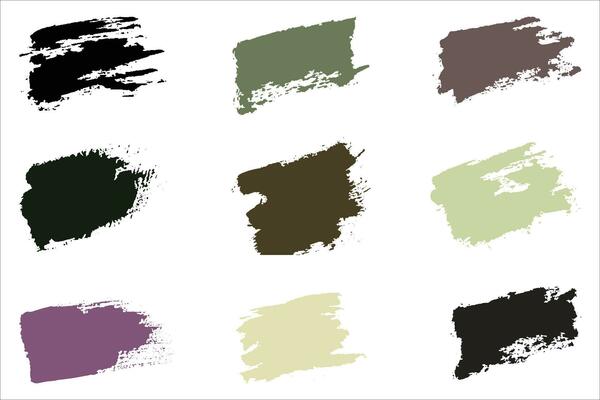 Colorful brush strokes, dirty brush effect, grungy brush stroke set