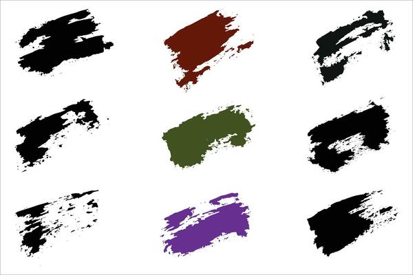 Colorful brush strokes, dirty brush effect, grungy brush stroke set