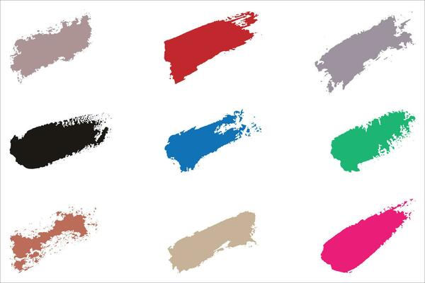 Colorful brush strokes, dirty brush effect, grungy brush stroke set