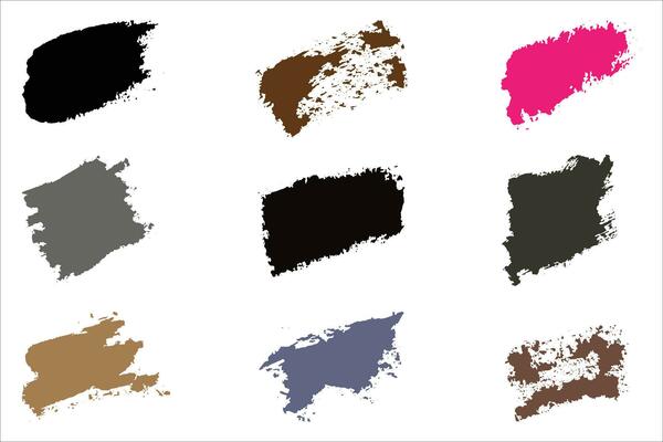 Colorful brush strokes, dirty brush effect, grungy brush stroke set