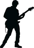 AI generated Silhouettes of musicians with guitar. Vector illustration. AI generated illustration.