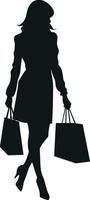 AI generated girl with shopping bags. AI generated illustration. vector