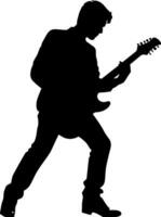 AI generated Silhouettes of musicians with guitar. Vector illustration. AI generated illustration.