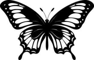 AI generated Monarch butterfly silhouette, side view. Vector illustration isolated on white background. AI generated illustration.