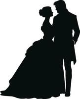 AI generated romantic couple silhouette. silhouette of couple at wedding. AI generated illustration. vector