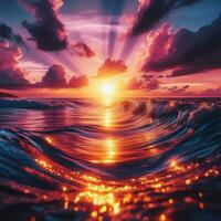 AI generated Beautiful sunset over the sea. Nature composition. Elements of this image furnished b photo