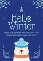 Hello Winter Greeting Card template