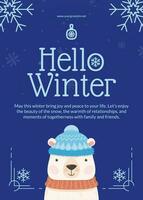 Hello Winter Greeting Card template