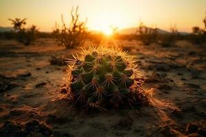 AI generated Top view of exotic cactus in desert. Neural network AI generated photo
