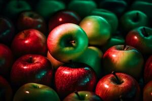 AI generated Lots of green and red apples background. Neural network AI generated photo