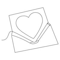 Love letter continuous single line outline vector art drawing and simple one line minimalist design