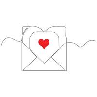 Love letter continuous single line outline vector art drawing and simple one line minimalist design