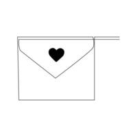 Love letter continuous single line outline vector art drawing and simple one line minimalist design