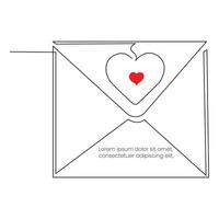 Love letter continuous single line outline vector art drawing and simple one line minimalist design