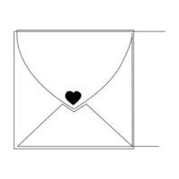 Love letter continuous single line outline vector art drawing and simple one line minimalist design