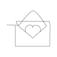 Love letter continuous single line outline vector art drawing and simple one line minimalist design