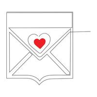 Love letter continuous single line outline vector art drawing and simple one line minimalist design