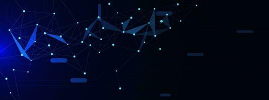 Digital technology concept with circuit board and connecting dots and lines. Electronic tech, computer tech and internet connection design background. Vector illustration.