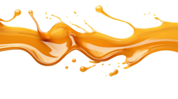 AI generated Delicious caramel splashes isolated on white background, cut out png