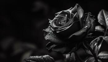 AI generated black roses on a black background photo