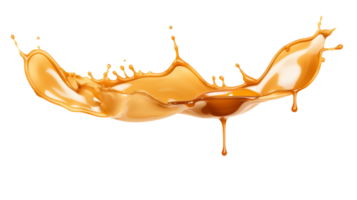 AI generated Delicious caramel splashes isolated on white background, cut out png