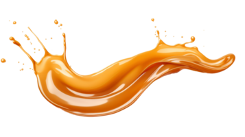 AI generated Delicious caramel splashes isolated on white background, cut out png