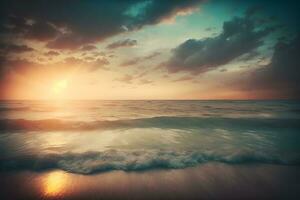 AI generated Beautiful seascape sunset. Neural network AI generated photo