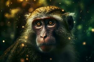 AI generated Monkey portrait. Neural network AI generated photo