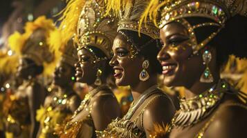 ai generado carnaval desfile en el calle en rio Delaware janeiro foto