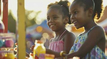 AI generated Two young girls playing a carnival game photo