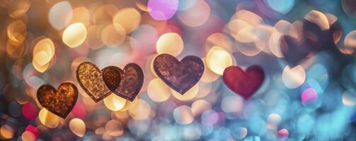 AI generated Heart shape Valentine's Day bokeh background, women's day love gradient. photo