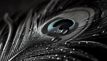 AI generated black background with water drops on it photo