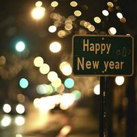 AI generated A street sign with the text Happy New Year photo