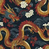 AI generated Traditional dragon japanese yakuza style seamless pattern photo