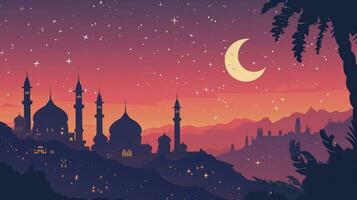 AI generated Flat design ramadan kareem background photo