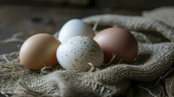 AI generated Organic white leghorn egg from free range farm photo
