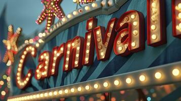 AI generated Carnival label with lights in portuguese 3d render realistic photo