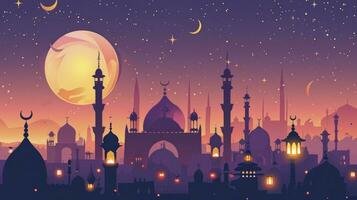 AI generated Flat design ramadan kareem background photo