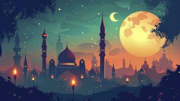 AI generated Flat design ramadan kareem background photo