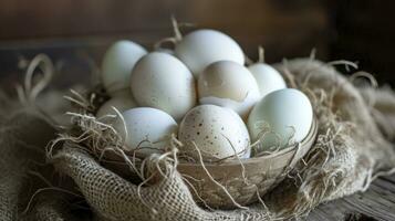 ai generado orgánico blanco leghorn huevo desde gratis rango granja foto