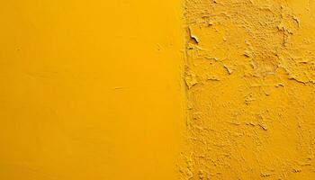 ai generado amarillo pintar en un pared con un amarillo antecedentes foto