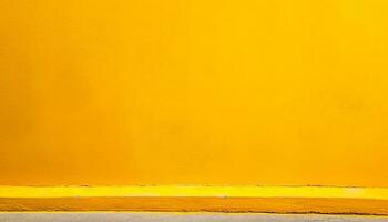 ai generado amarillo pintar en un pared con un amarillo antecedentes foto