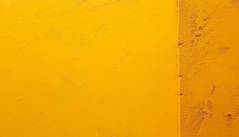 ai generado un amarillo pintado pared con peladura pintar foto