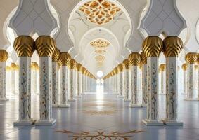 AI generated Archways in the middle of mosque in abu dhabi photo