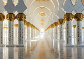 AI generated Archways in the middle of mosque in abu dhabi photo